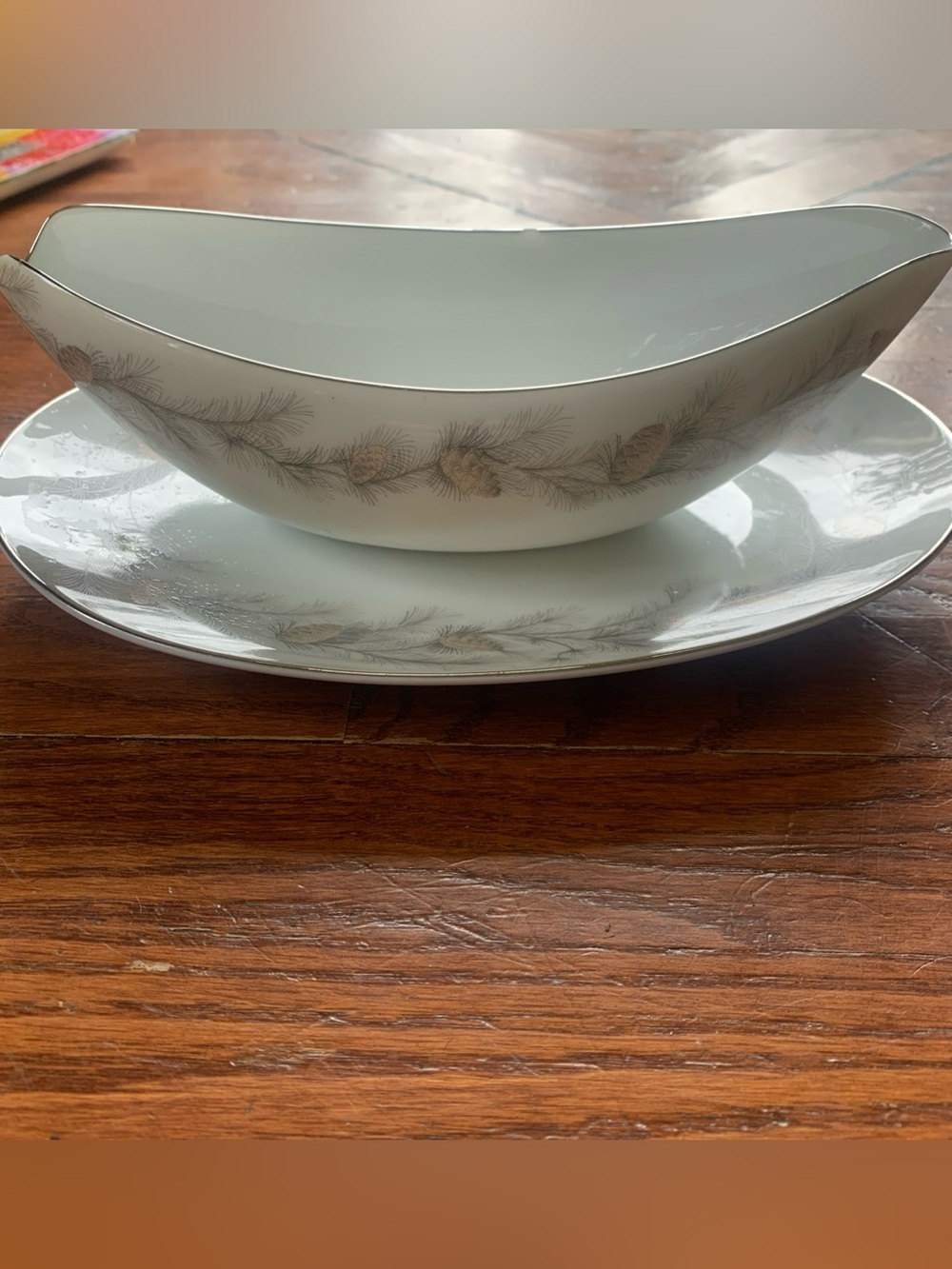 Vintage Sango Sierra Pines Gravy Boat and Underplate Serving Condition